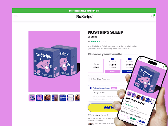NuStrips Replo Product Landing page