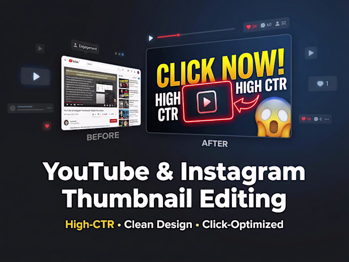YouTube & Instagram Thumbnail Design (High-CTR Thumbnails)