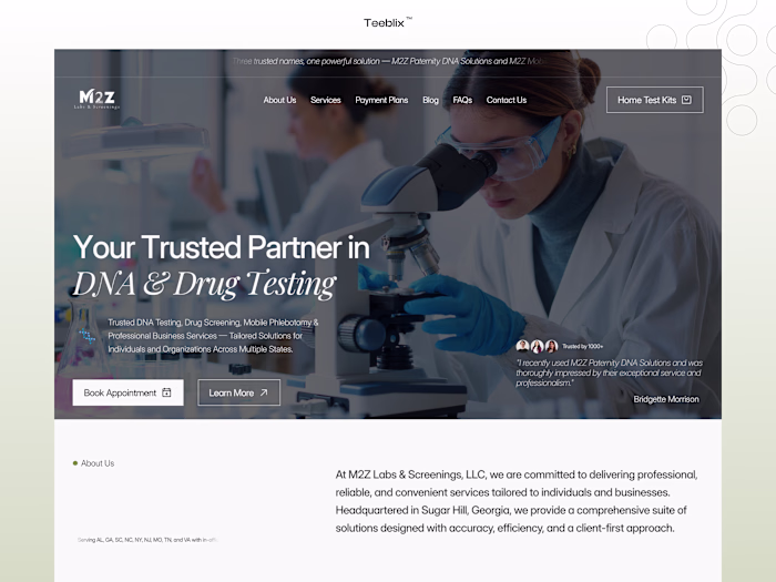 Website Design & Development for M2Z Labs & Screenings