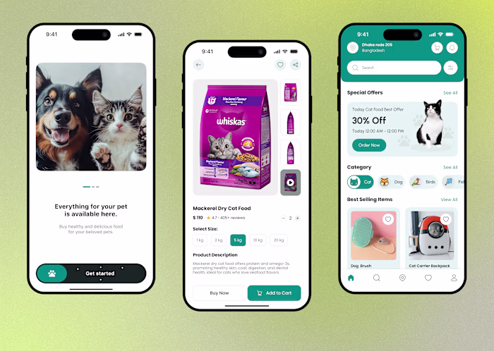 Pet Shop Mobile App UI Design