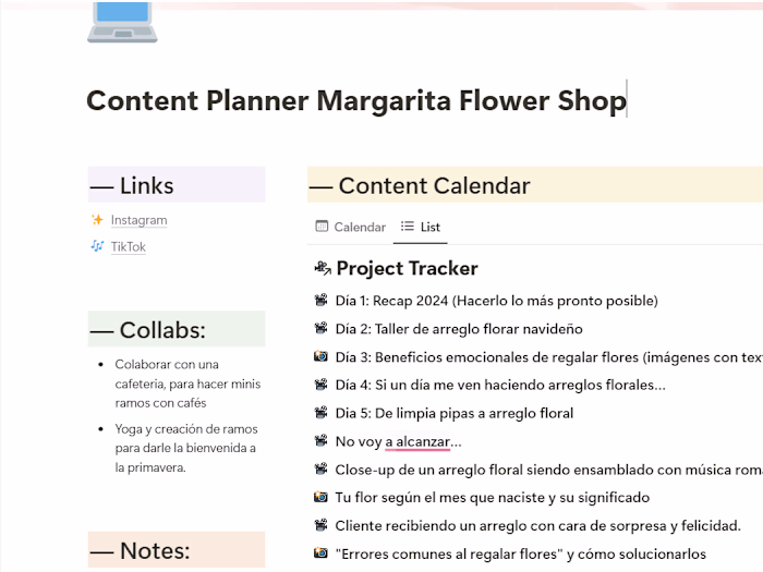 Notion Content Creation Plan & Template