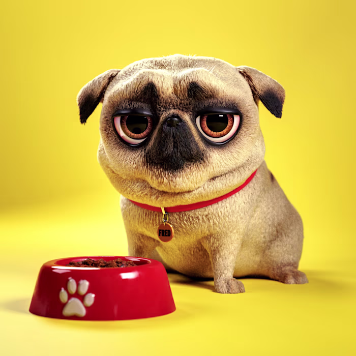 Fred - The pug - 3D Cartoon Character