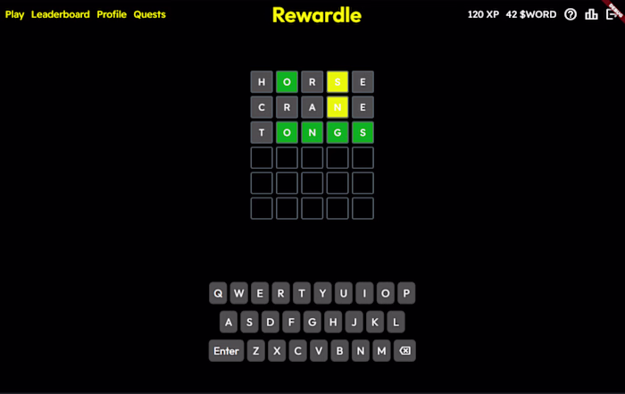 Rewardle - A wordle clone that rewards you