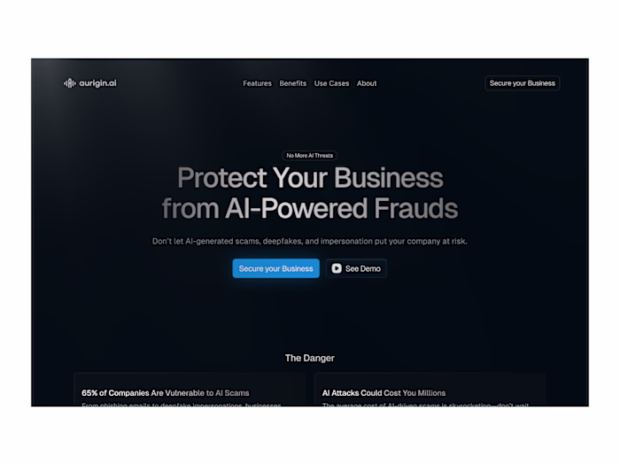 Aurigin Hero Section Redesign