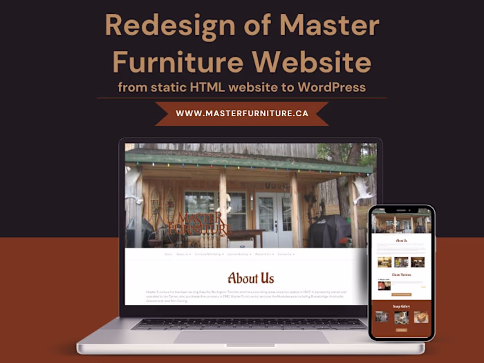 Redesign of Master Furniture Website from HTML to WordPress