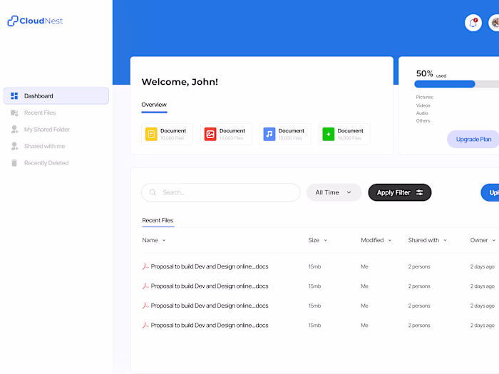 CloudNest: A cloud based file sharing and storage platform.