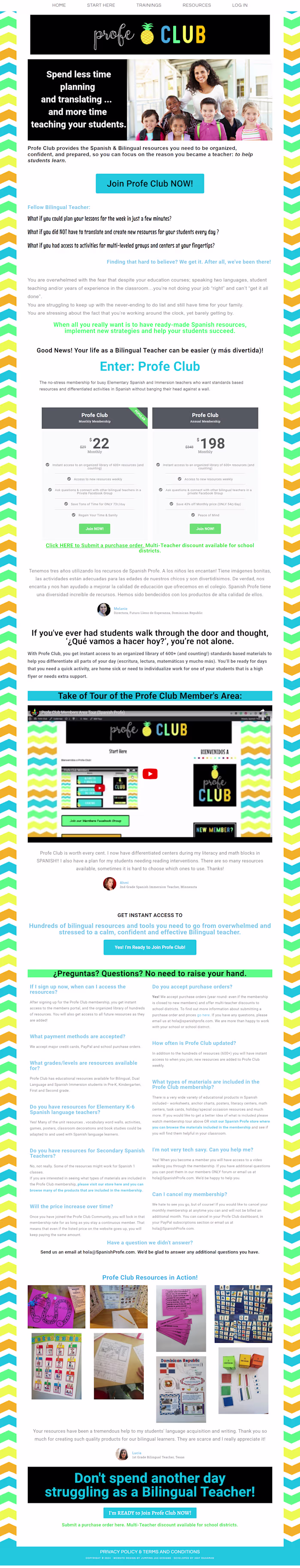 Membership Website for Profeclub of SPANISHPROFE.COM