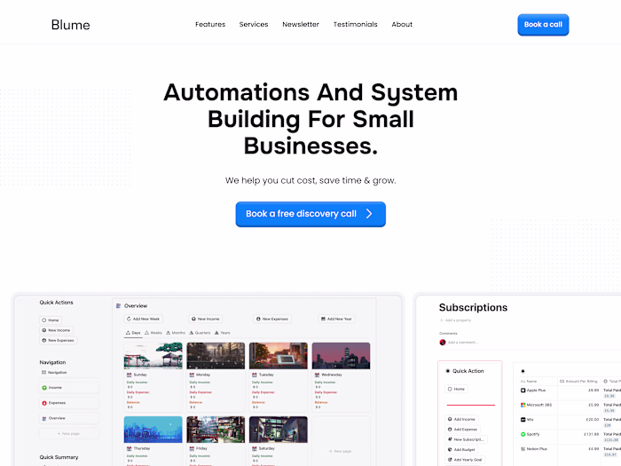 Blume - Landing Page Design & Development