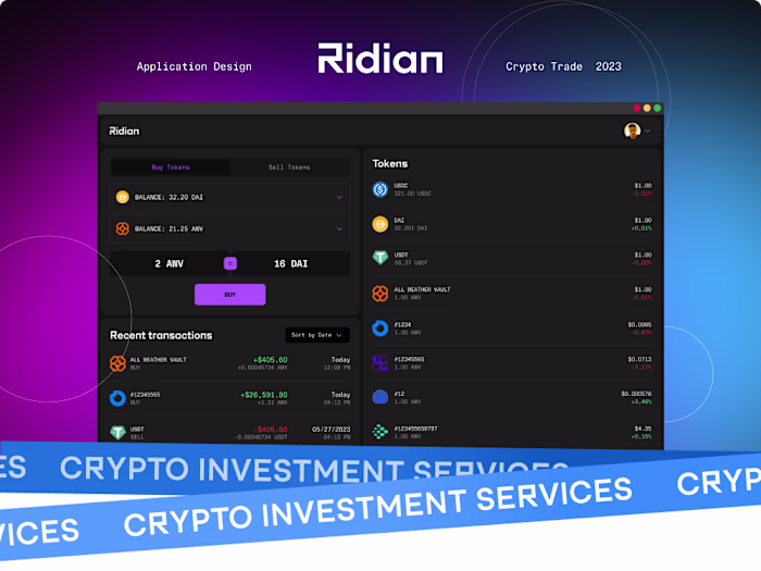 Ridian Crypto trade Web Platform design