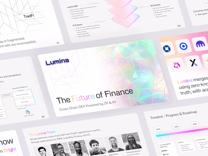 Pitch deck for LuminaDEX secured $1M funding led by YBB Capital