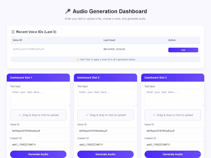 Audio Generation Frontend Development