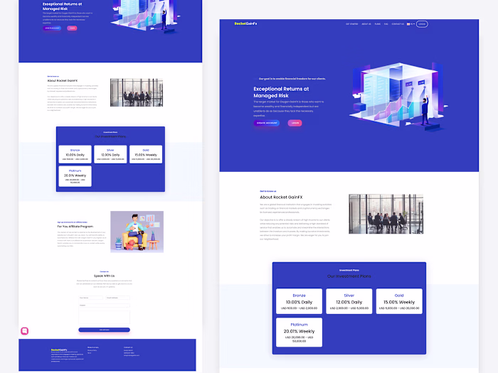 Landing page Rocket gain fx on Behance