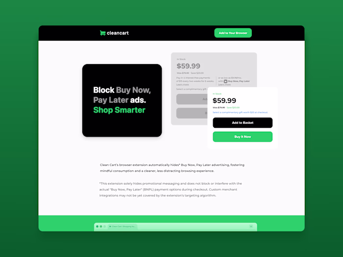 Clean Cart BNPL Blocking Extension