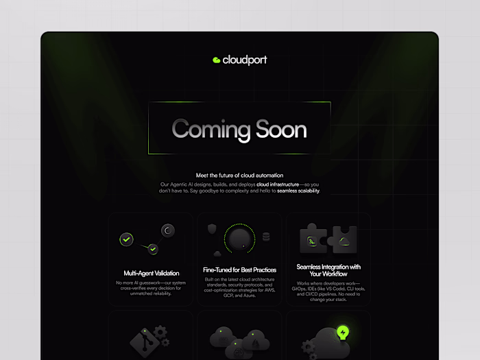 Cloudport | Branding, Coming Soon Page Design and Development