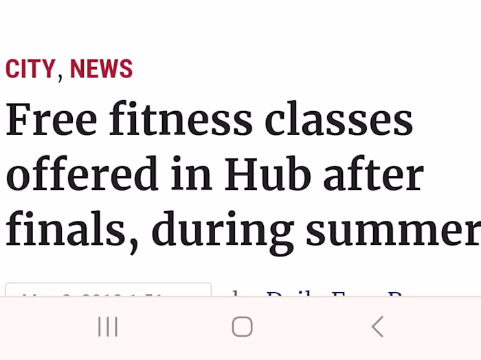 Free fitness classes offered in Hub after finals, during summer