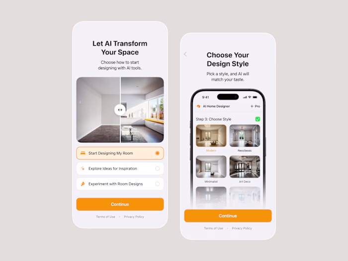 Onboarding for an AI Interior App