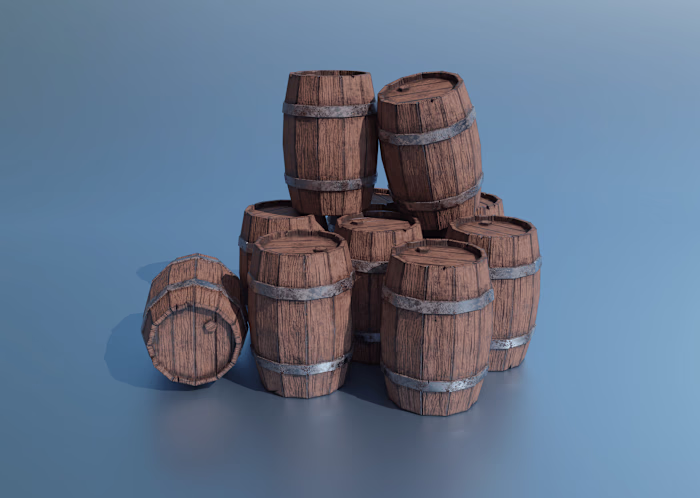 Realistic Wooden Barrel Model