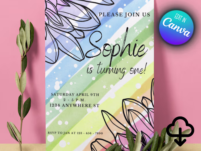 Rainbow Birthday Invitation