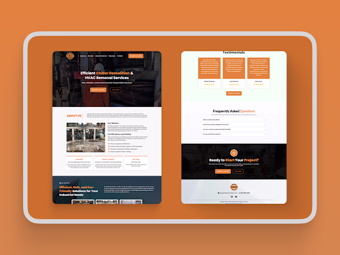 Chiller Demolition Funnel Landing Page Design