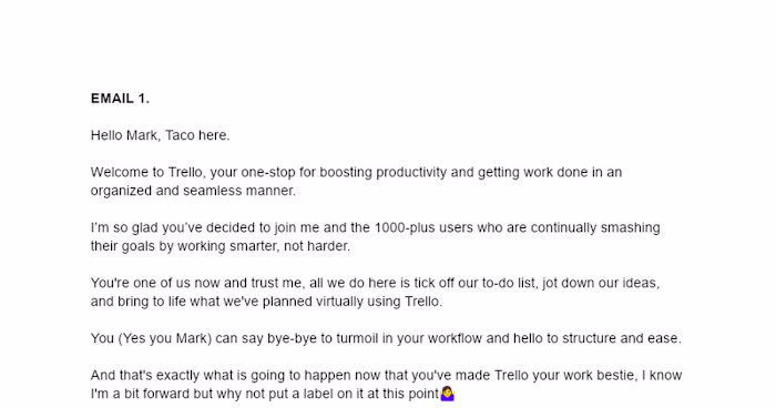 Email Sequence for Trello. (Mock up)