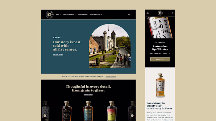 Castle & Key Distillery - Website Design