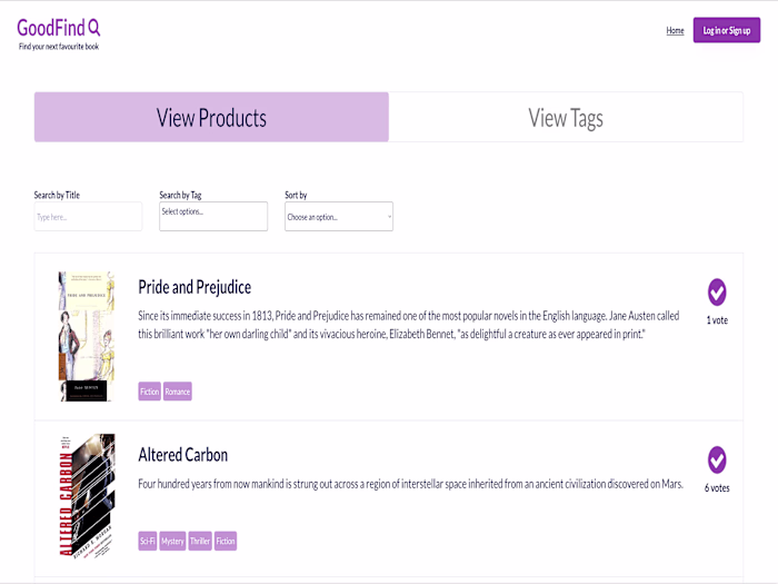 GoodFind (Product Hunt clone app)