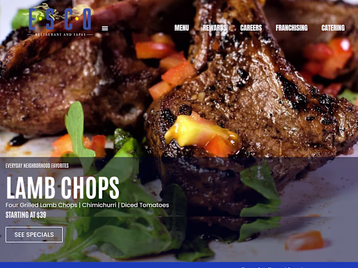 Esco restaurant| website Redesign 