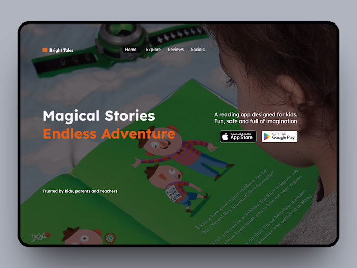 High converting website design for a kids app