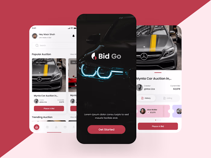 Bid Go | Mobile Application Design | UX/UI Design | Figma