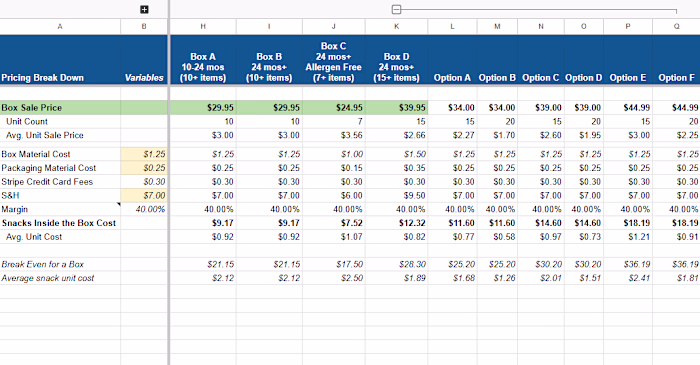 Break-even Analysis for Subscription Snack Box Company