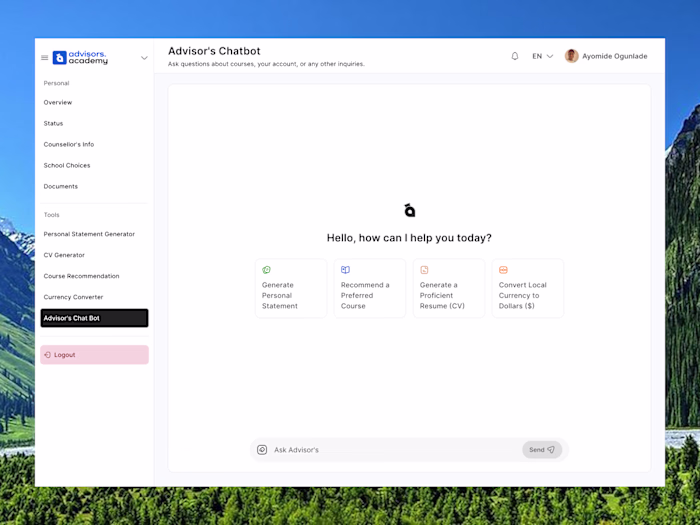 Advisors Academy - Full WebApp Design