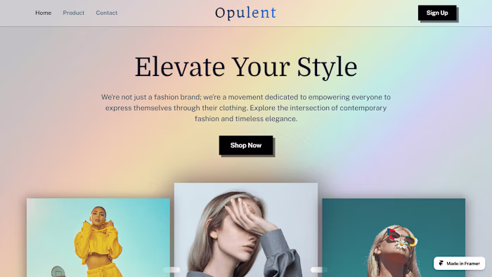 Opulent Fashion Designing Landing Page 
