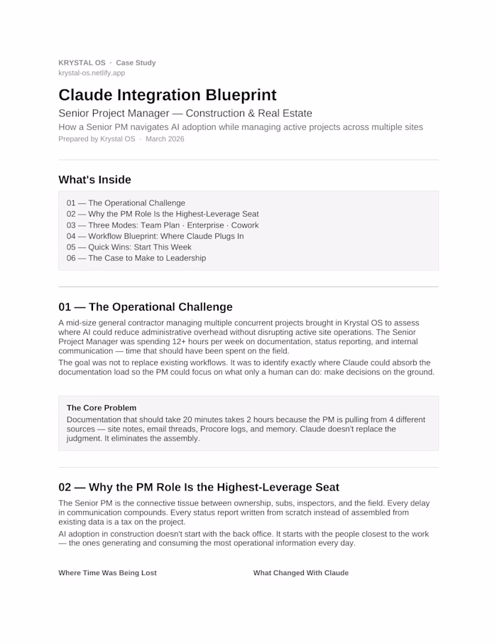 Claude Integration Blueprint — Construction Project Management