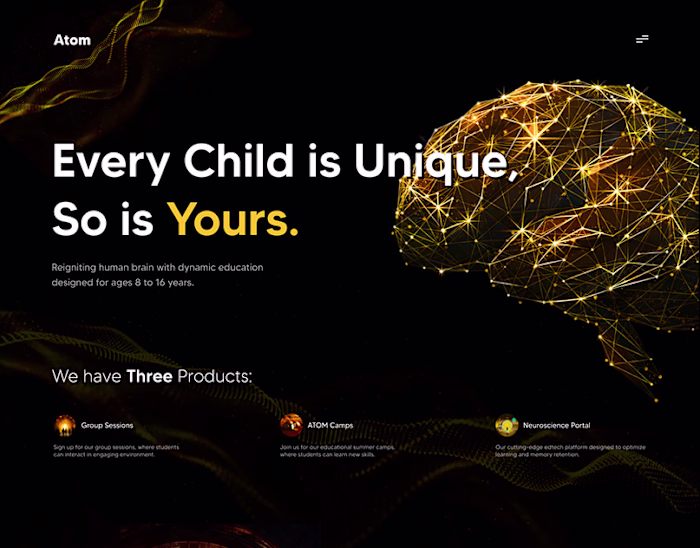 Website UI UX For Atom Academy