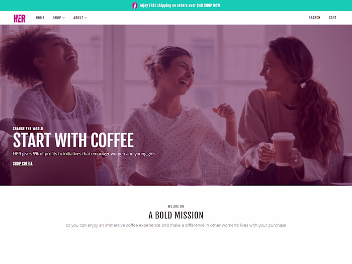 Website Design + Mood Designer — HER Coffee and Co