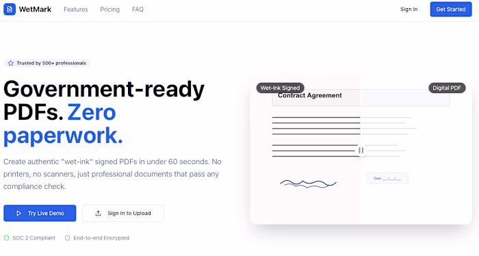 WetMark | AI PDF Document Sign | AI Scan Effect | Replit