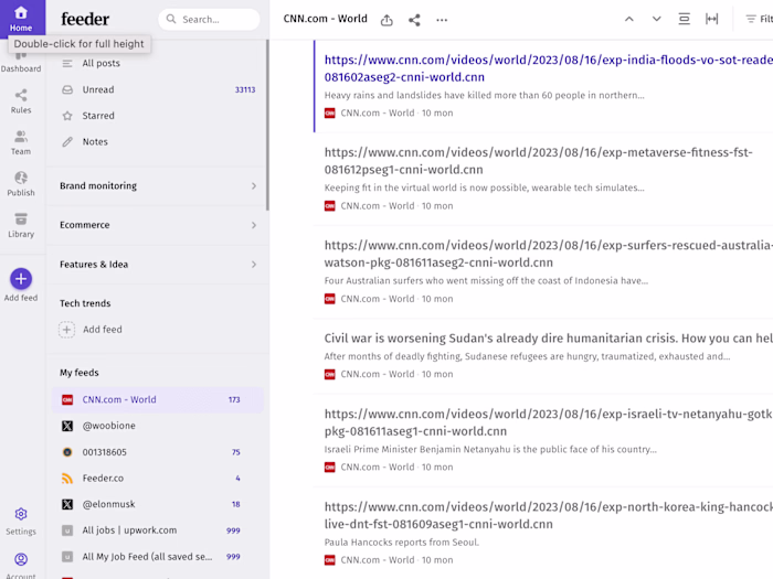 Interactive Web App for RSS reader