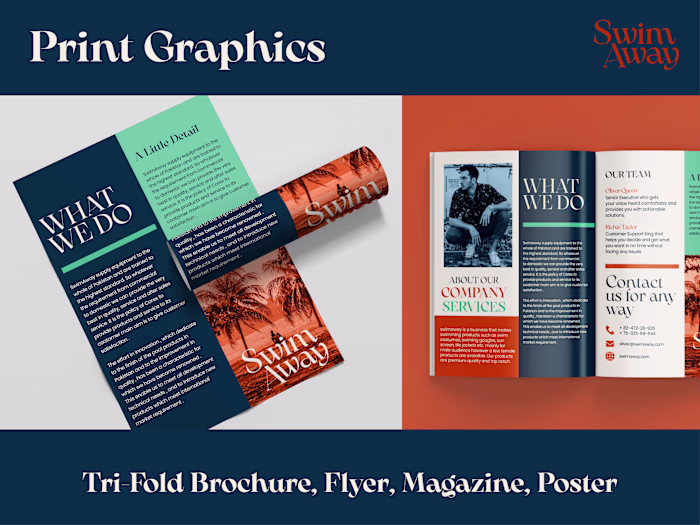 Print Graphics - Flyer - Brochure - SwimAway - Magazine - Poster