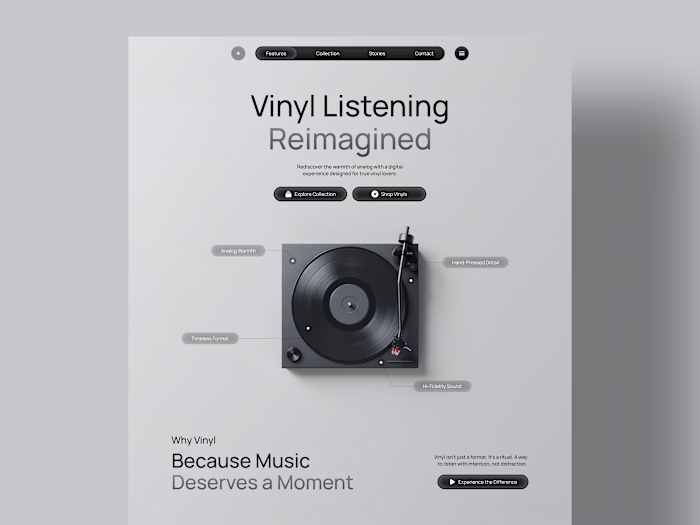 Vinyl Listening – Landing Page Concept