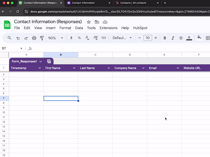 HubSpot integration with Google Sheets and Google Form
