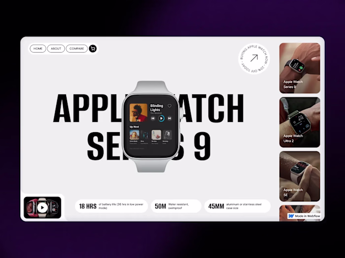 🍎 Apple Watch Webflow & Spline Showcase This personal proje...