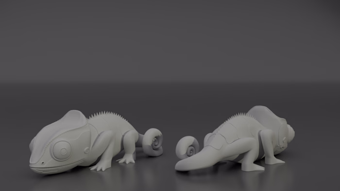 Scary Chameleon 3D Model Toy Design
