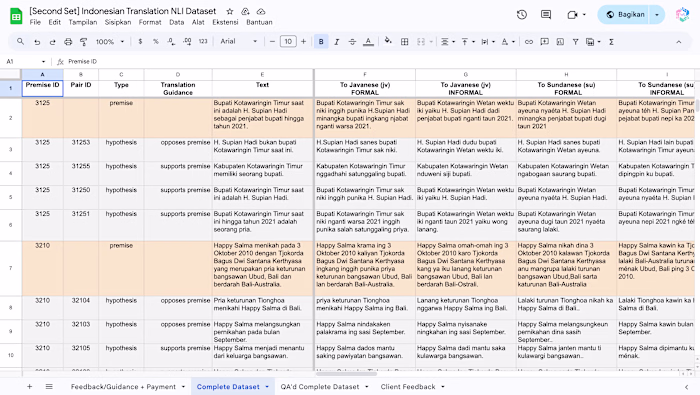 AI Training: Indonesian Multilingual Dataset (NLI)