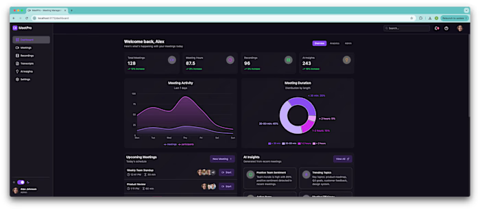 MeetPro: Responsive Meeting Management Dashboard