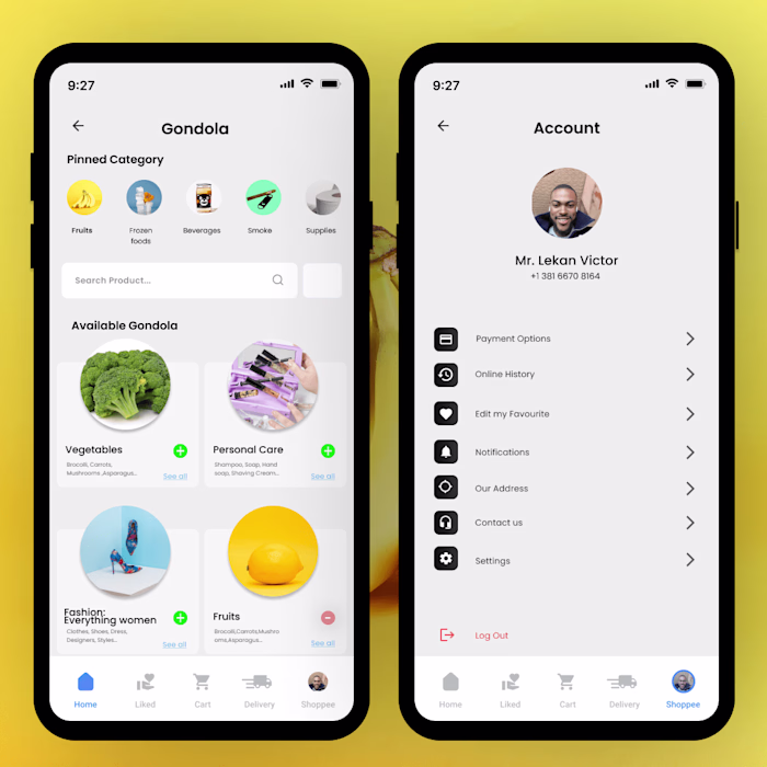 Concept Ecom mobile UI app for efficient shopping