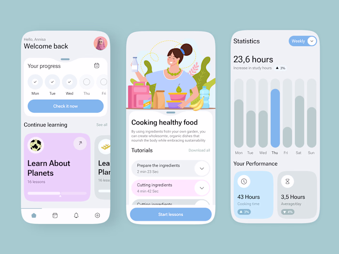 Here is my Cooking & Learning App — Modern Educational UI De...