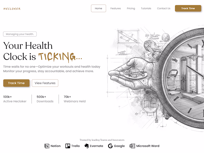 Website Landing Page for Hecloker Health Fitness