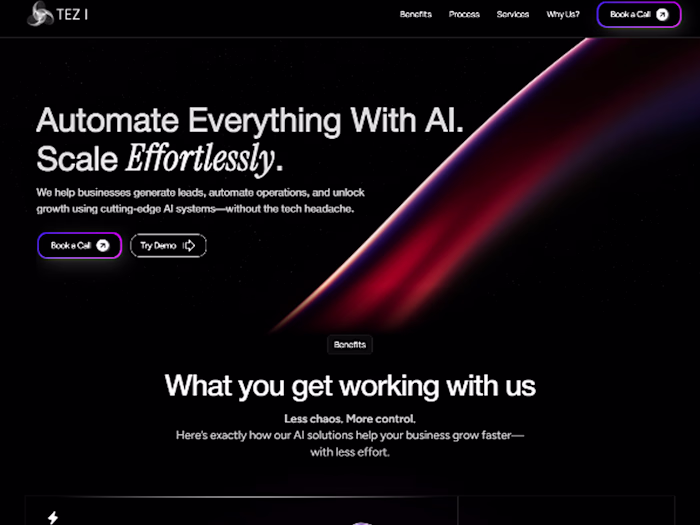 Agency Landing Page Design for Tezi
