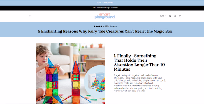 My newly designed Replo Page on Shopify https://smartplaygro...