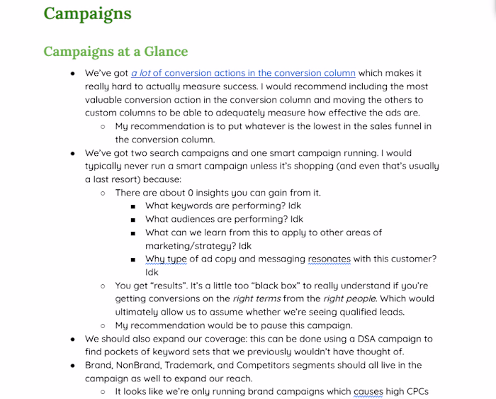 I built these mini audits for a client's prospective custome...